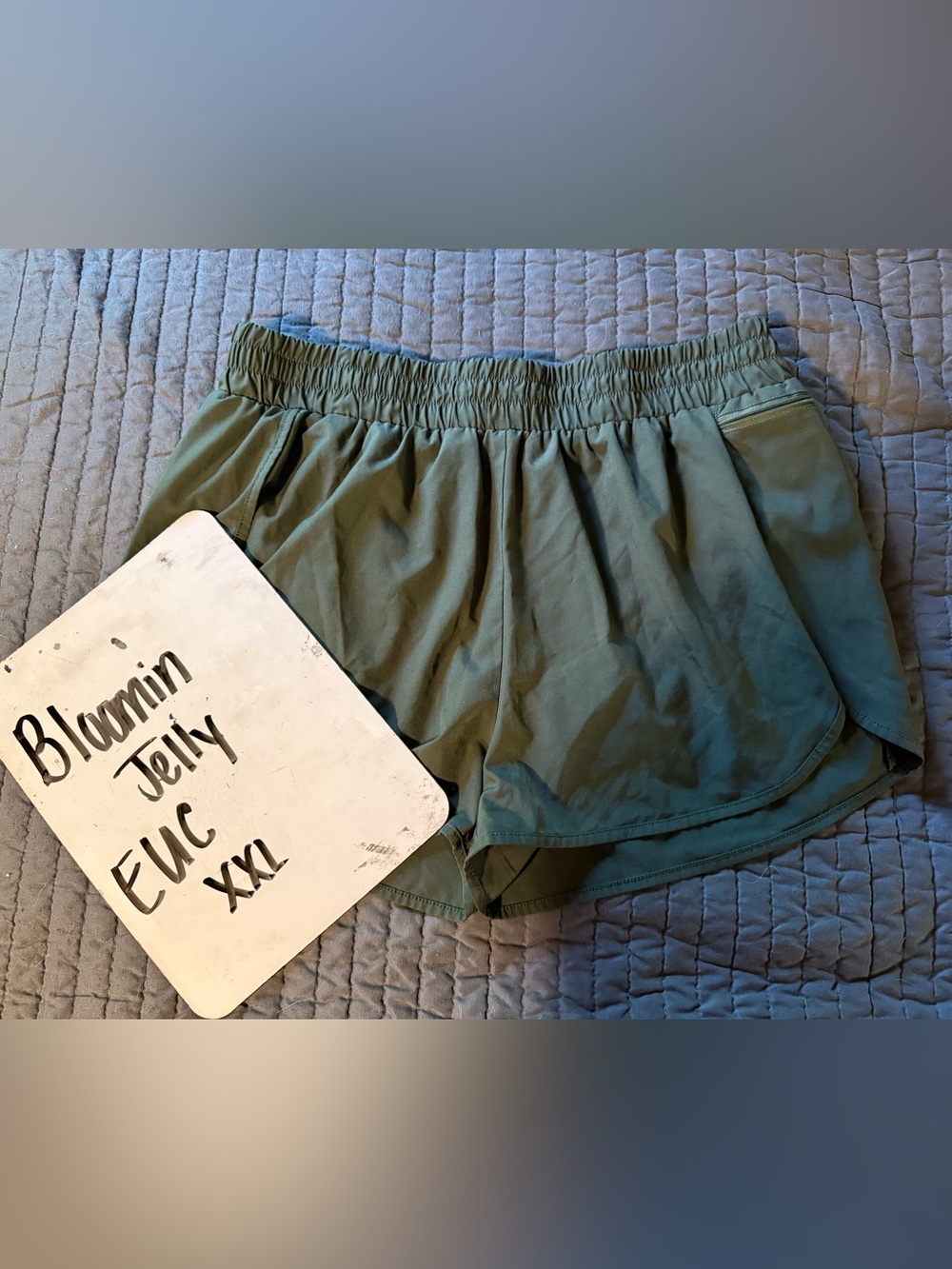 Women's Olive Athletic Shorts with Elastic Waist
